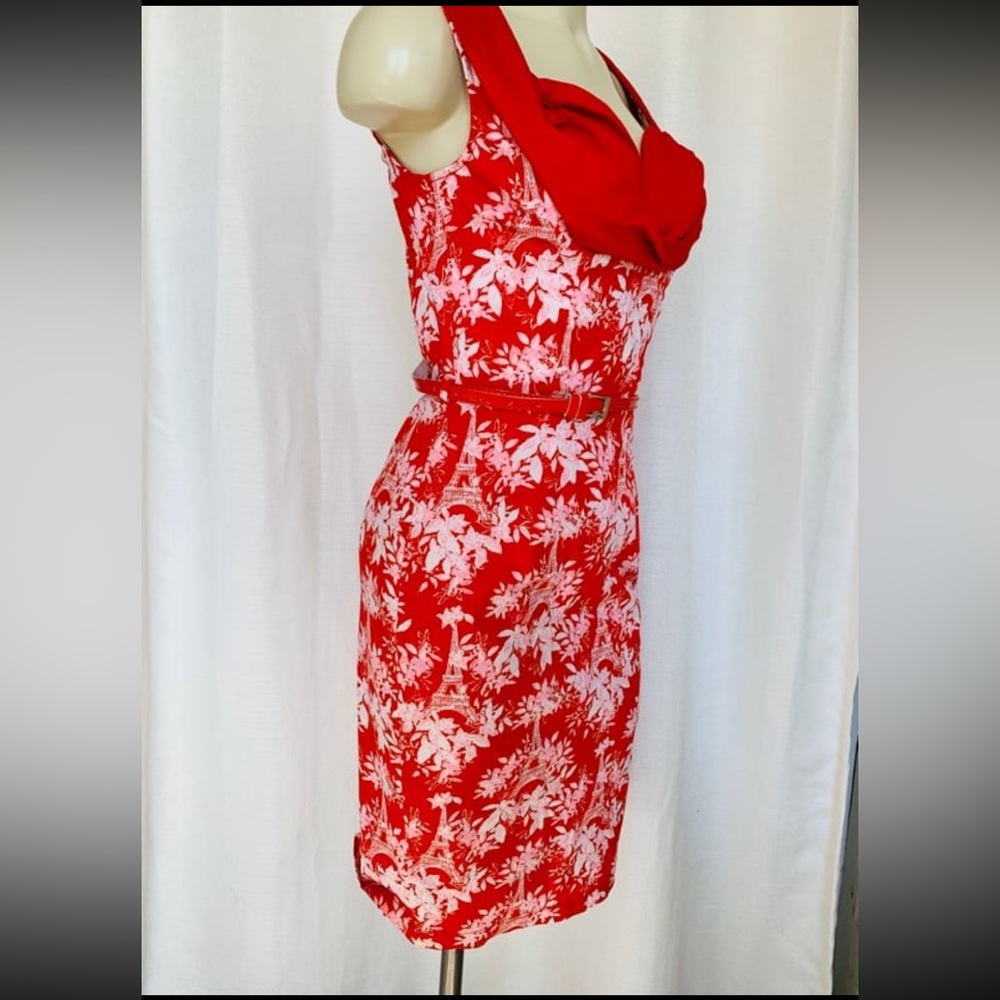 Lindy Bop Red Pinup Wiggle Dress - Picture 3 of 3